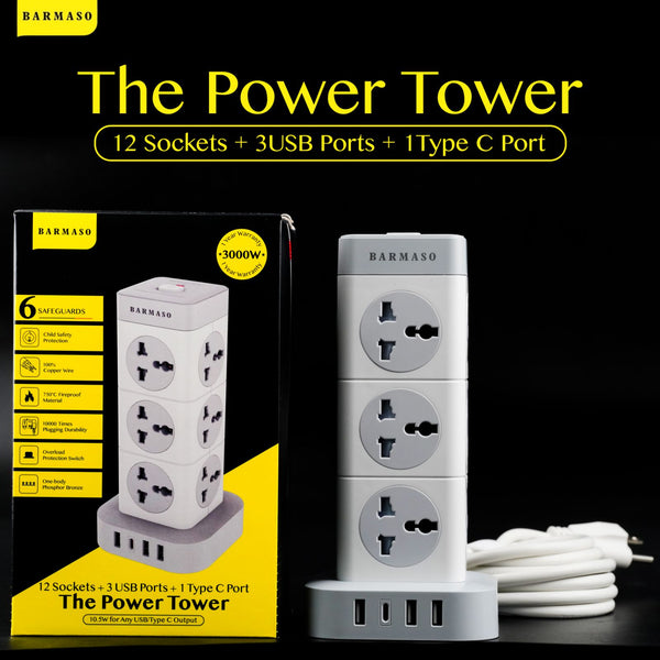 C01 (12 Plugs) (3USB-1 Type C) Power Socket